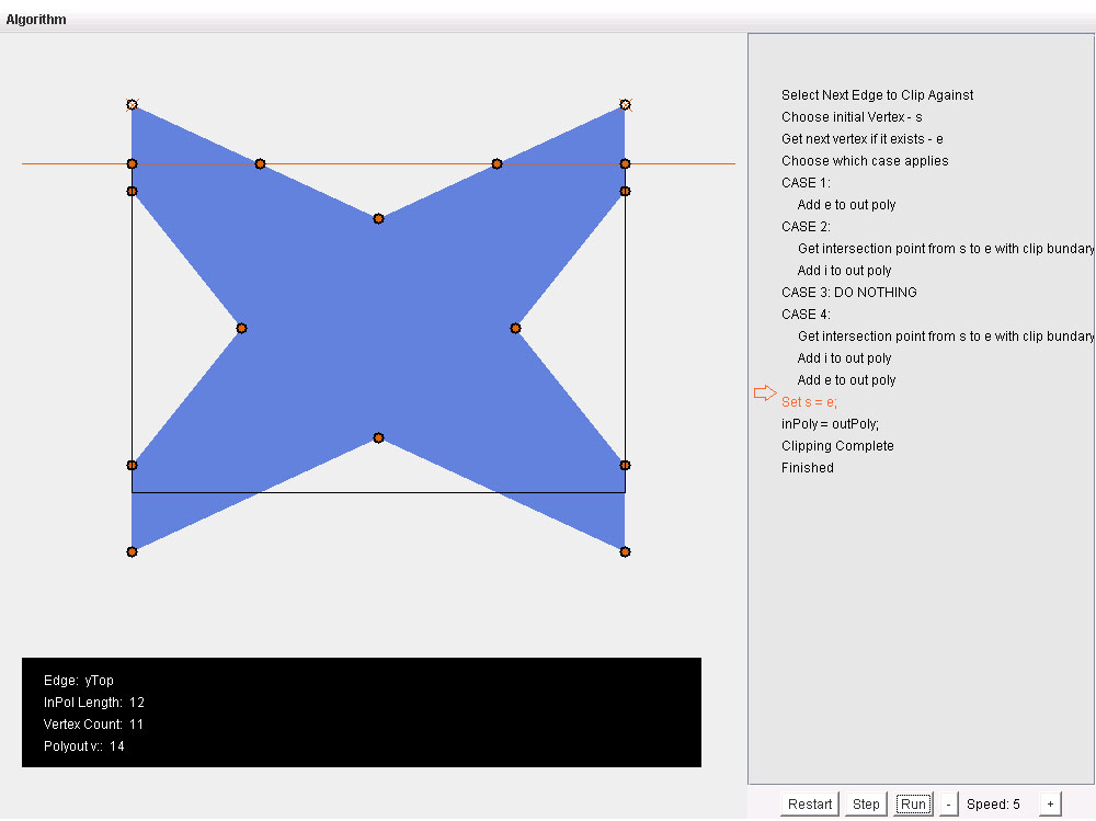Sutherland-Hodgman polygon clipping lesson in the original Graphics Tutor.