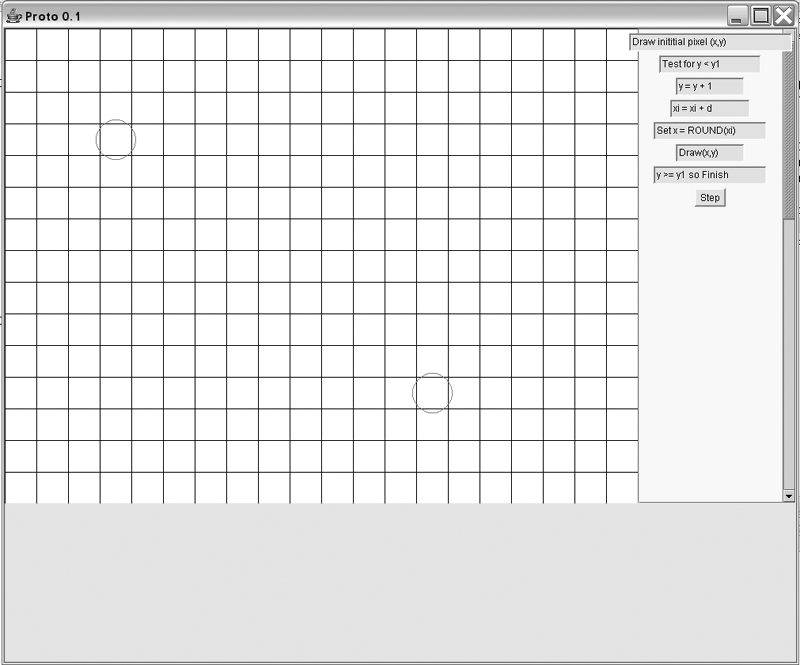 Prototype 0.1 before the first line pixels are drawn.